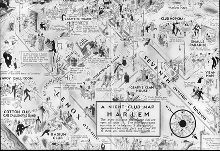 Escala 3. Calles de Harlem. (imagen extraída de: http://swingshiftshuffle.blogspot.com.es/2010/09/night-club-map-of-harlem-circa-1932.html)